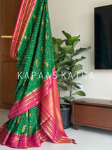 scarlet-bandhani-kanjivaram-silk-handloom-saree