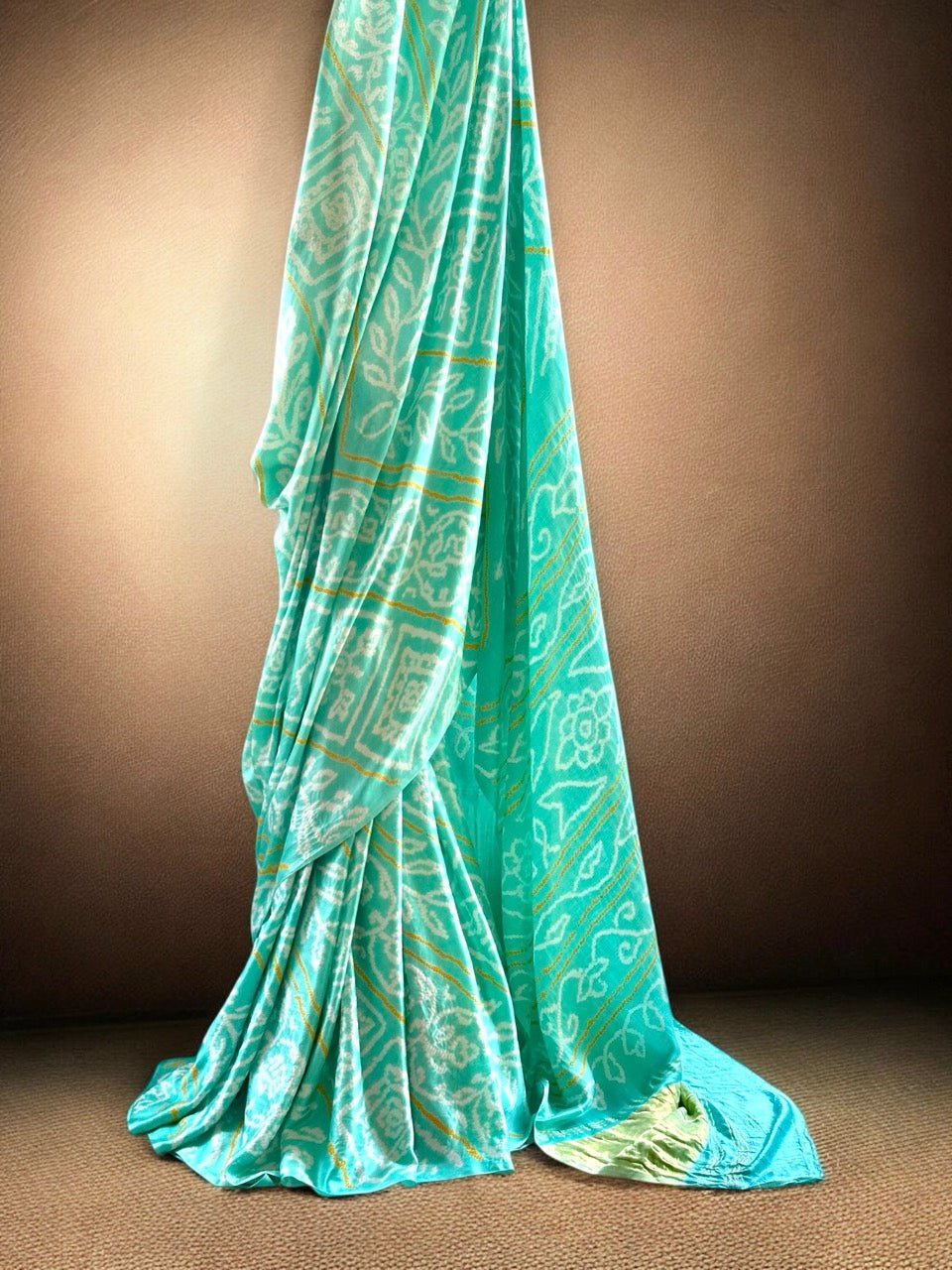 Aqua Bliss Pure Gajji Silk Bandhani Saree