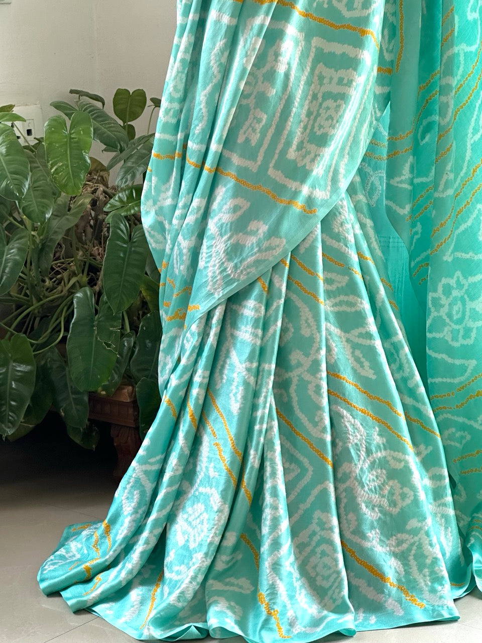Aqua Bliss Pure Gajji Silk Bandhani Saree
