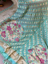 Sea Green Pure Georgette Meenakari Bandhani Dupatta