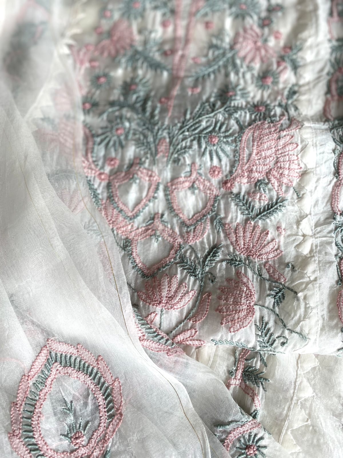 Shabnam - A-line Chikankari Organza Unstitched Suit Set