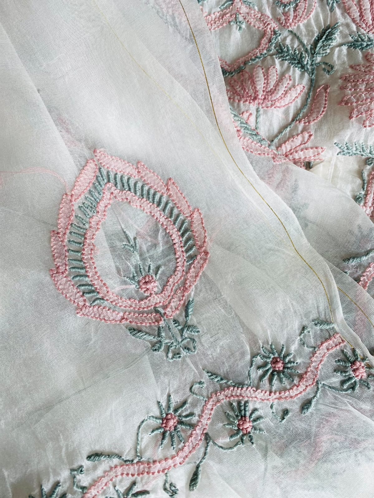Shabnam - A-line Chikankari Organza Unstitched Suit Set