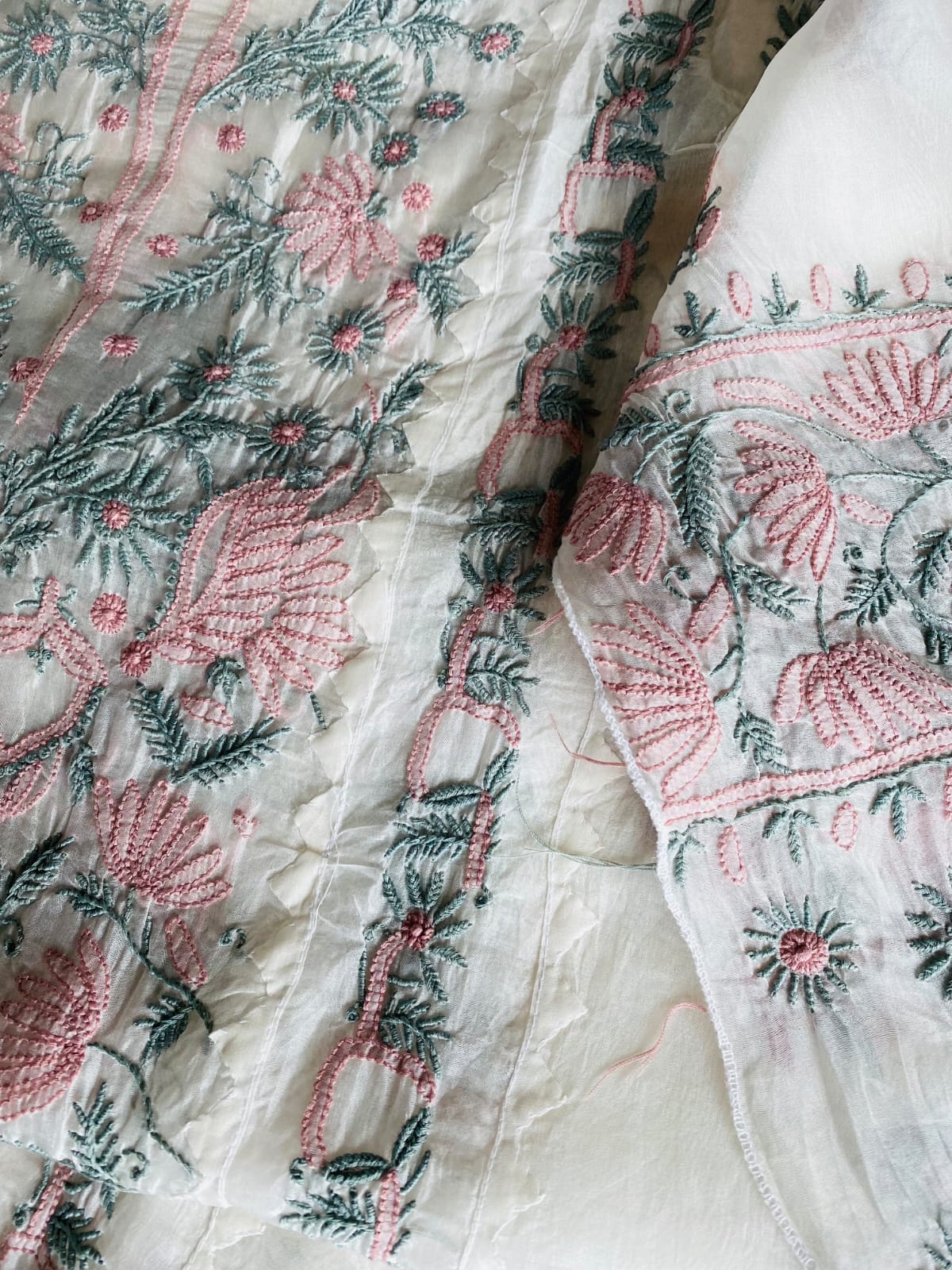 Shabnam - A-line Chikankari Organza Unstitched Suit Set
