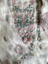Shabnam - A-line Chikankari Organza Unstitched Suit Set