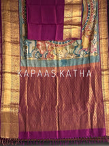 ram sita theme kanjivaram silk kalamkari saree