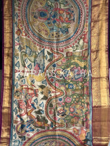 ram sita theme kanjivaram silk kalamkari saree