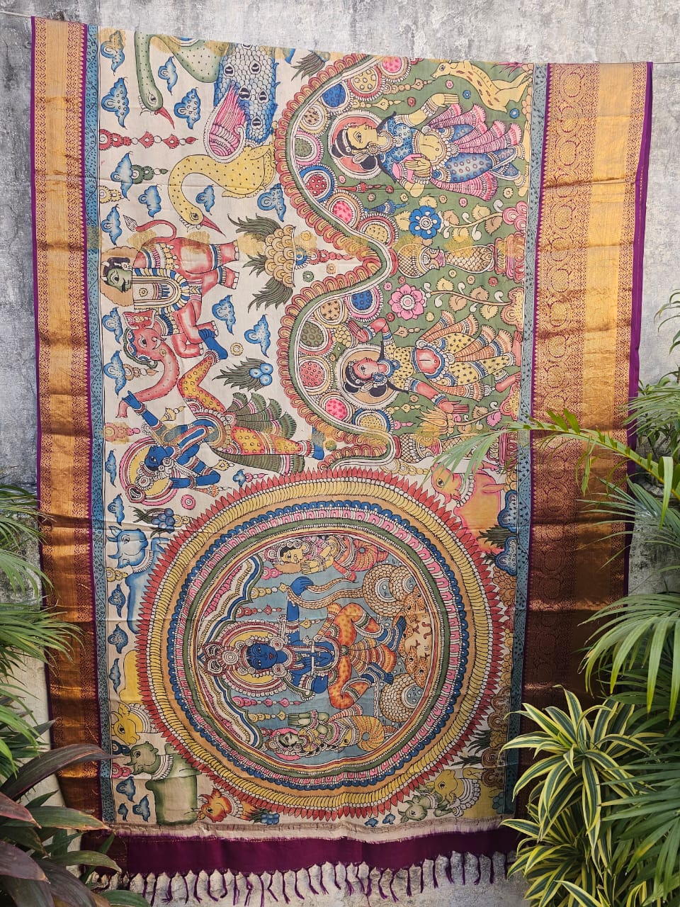 shyamsundari-indian-mythological-theme-kanchipattu-kalamkari-saree