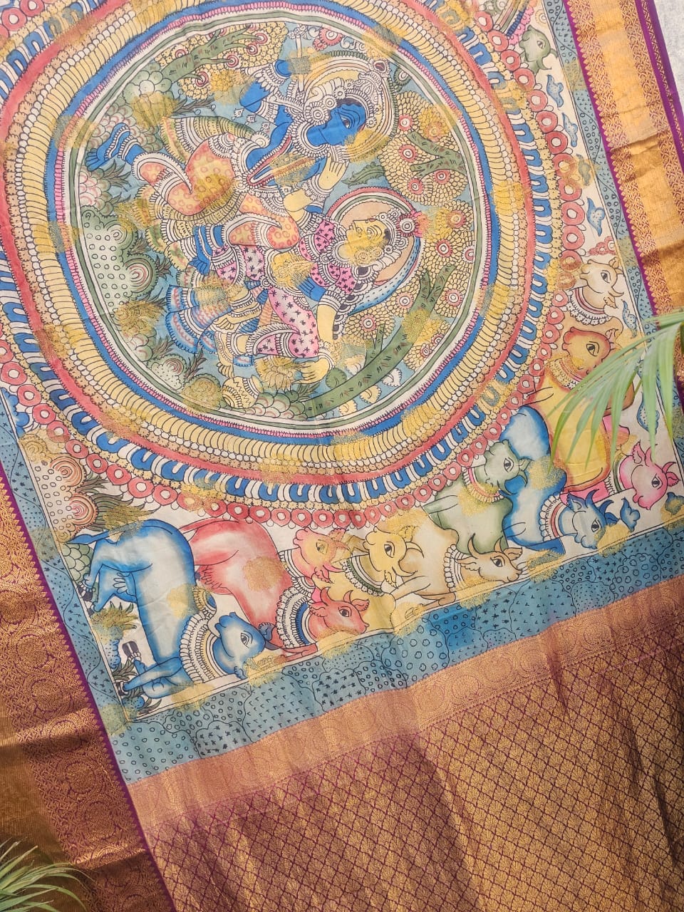 shyamsundari-indian-mythological-theme-kanchipattu-kalamkari-saree