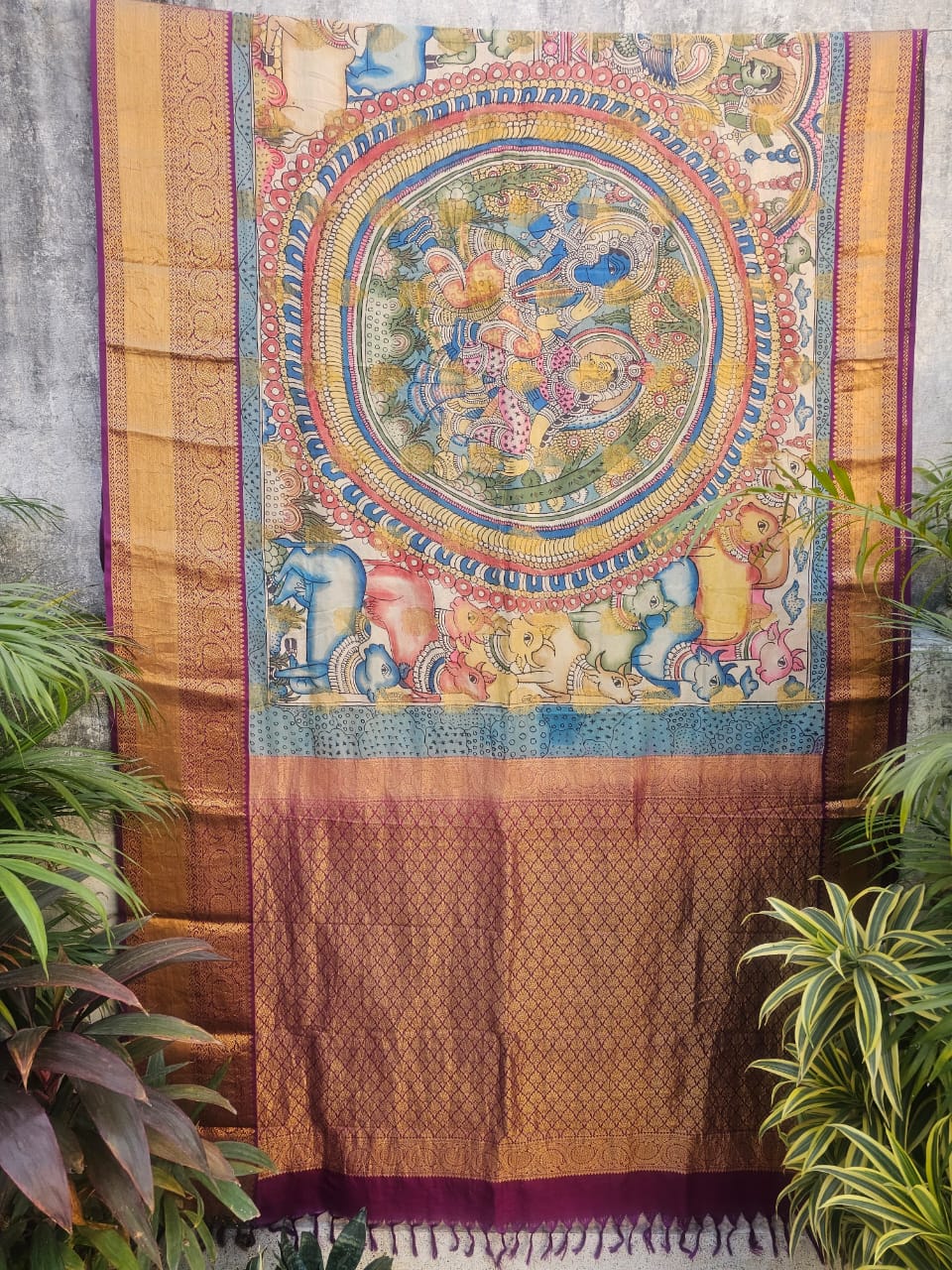 shyamsundari-indian-mythological-theme-kanchipattu-kalamkari-saree