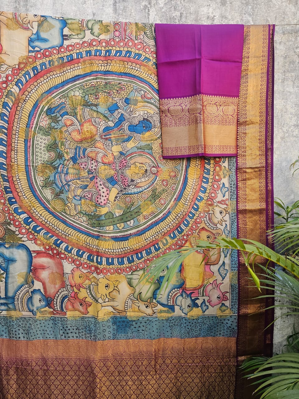 shyamsundari-indian-mythological-theme-kanchipattu-kalamkari-saree