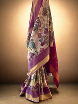 Tree of Life Theme Pure Silk Kalamkari Saree