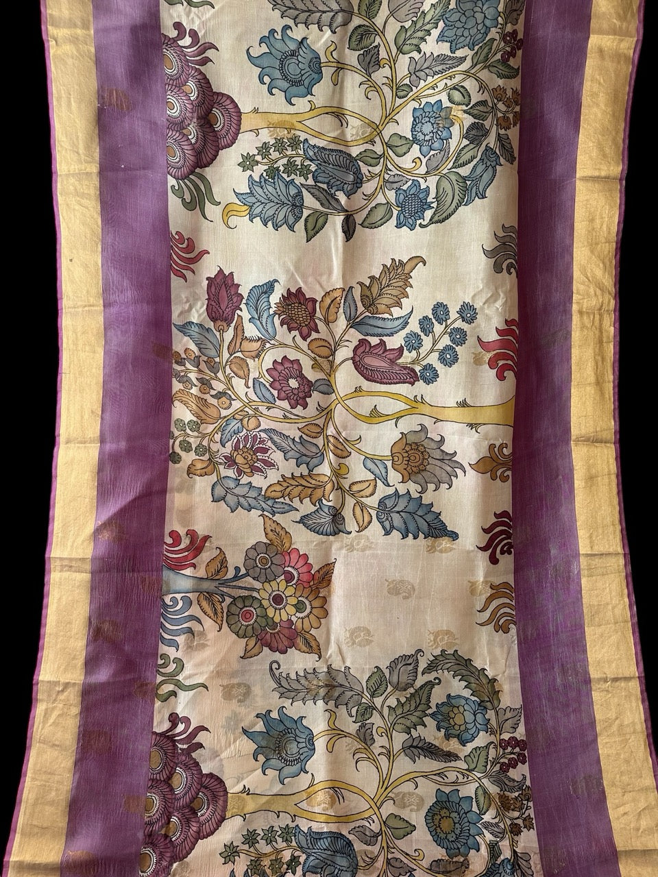 Tree of Life Theme Pure Silk Kalamkari Saree