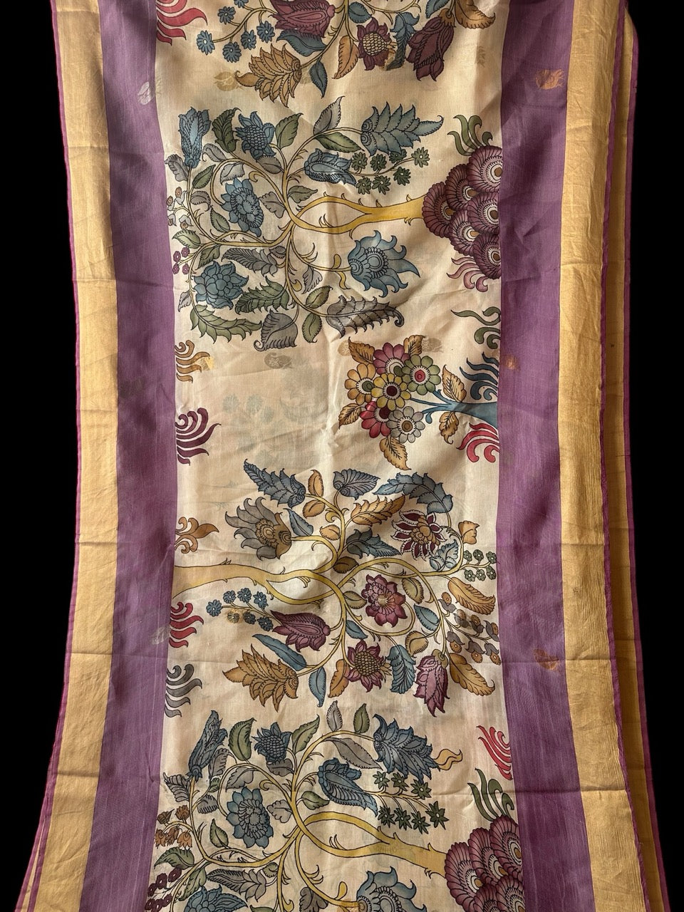 Tree of Life Theme Pure Silk Kalamkari Saree