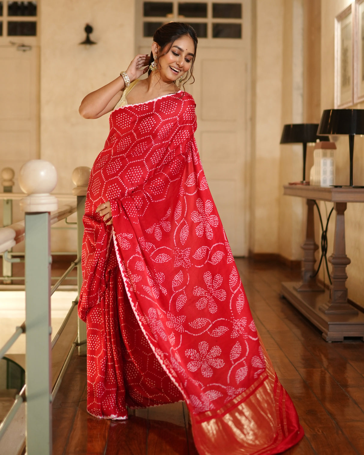 sindoor-red-gajji-silk-bandhani-saree-regal