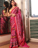 single-ikat-silk-saree-featuring-repeating-floral-motifs