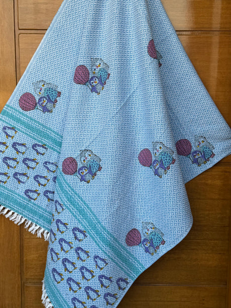 snuggly-penguin-theme-kids-towel-cotton-jacquard-weave
