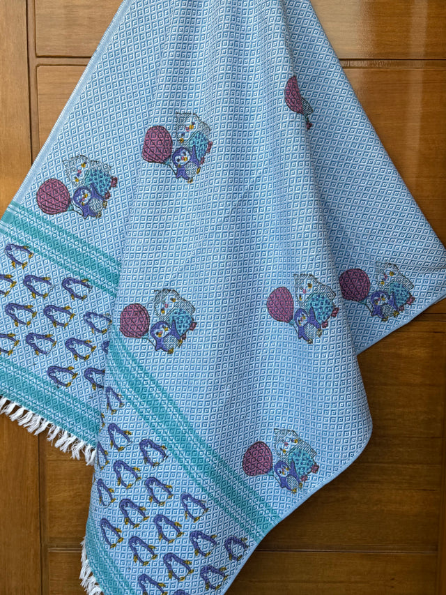 snuggly-penguin-theme-kids-towel-cotton-jacquard-weave