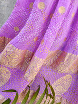 Soft Lavender Pure Banarsi Georgette Bandhani Dupatta