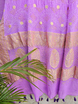 Soft Lavender Pure Banarsi Georgette Bandhani Dupatta