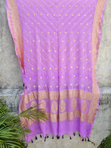 Soft Lavender Pure Banarsi Georgette Bandhani Dupatta