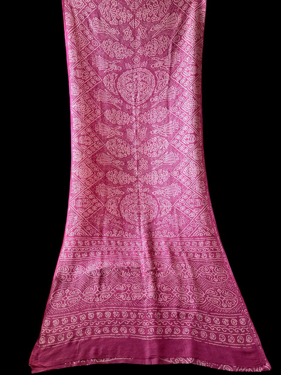 Soft Old Rose Colour Munga Silk Bandhani Saree