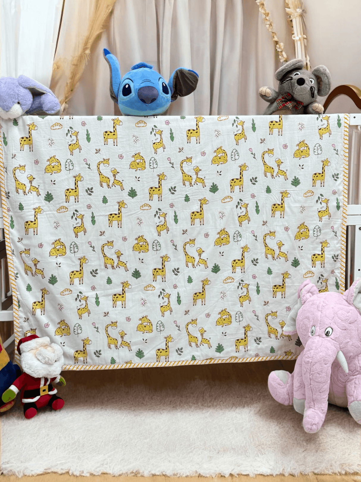 best baby return gift idea cotton dohar with giraffe chevron print