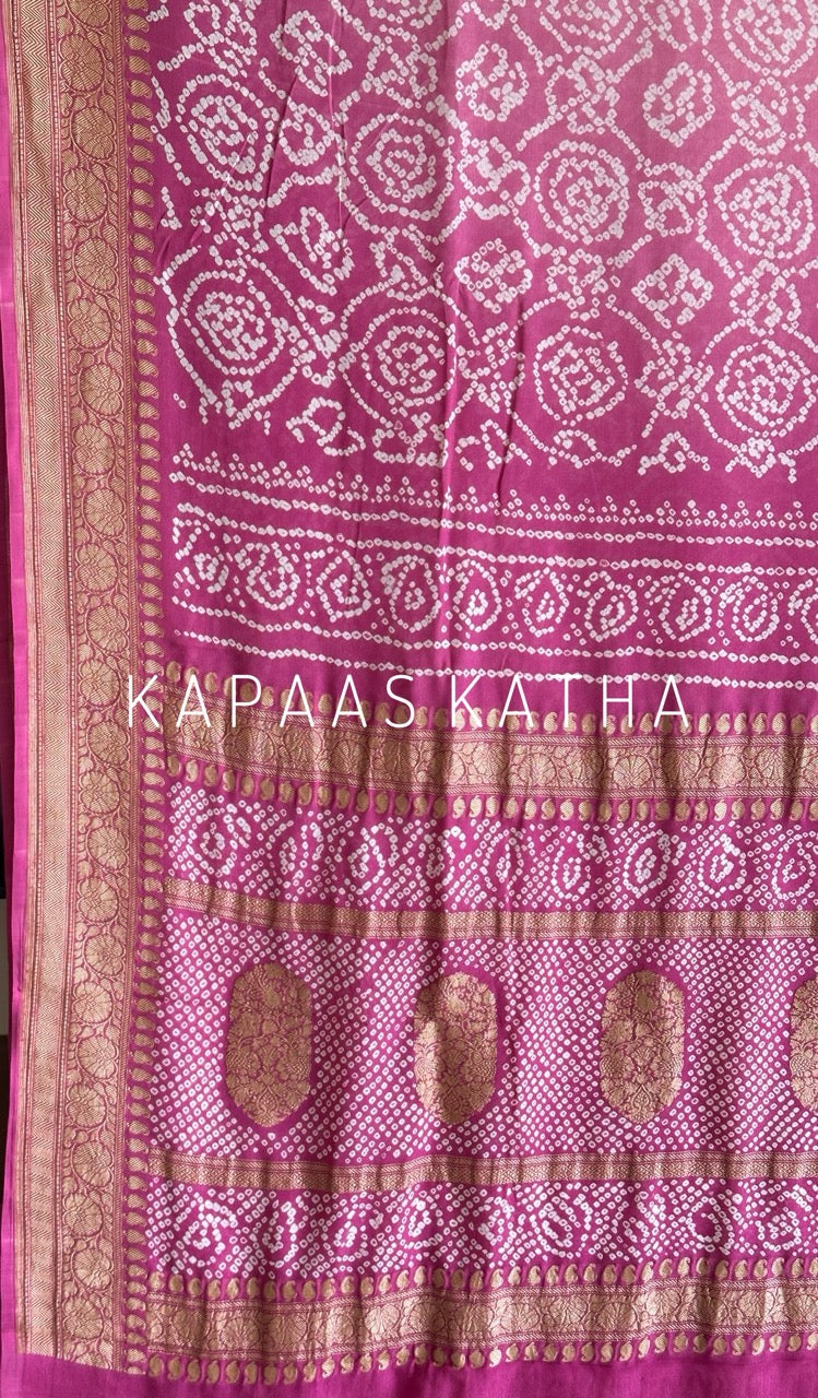 Bandhani Handloom Banarasi Georgette Saree
