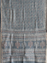 Steel Grey Handblock Print Chanderi Cotton Silk Saree