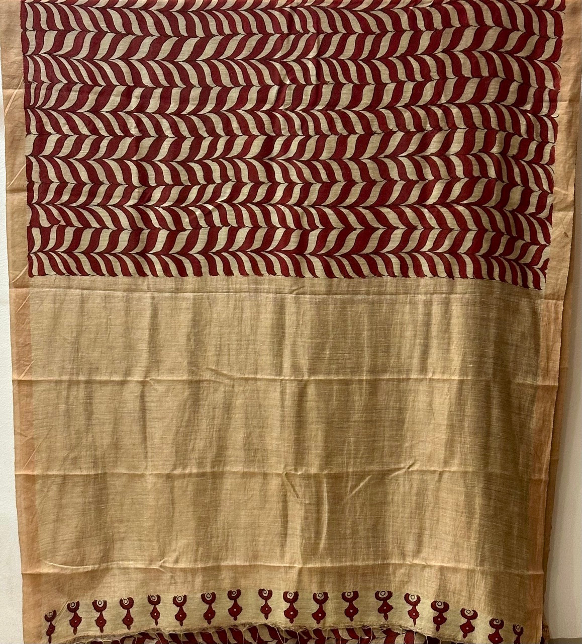 Stylish and Contemporary Handloom Matka Silk Kalamkari Saree