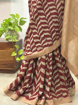 Stylish and Contemporary Handloom Matka Silk Kalamkari Saree