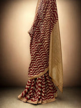 Stylish and Contemporary Handloom Matka Silk Kalamkari Saree