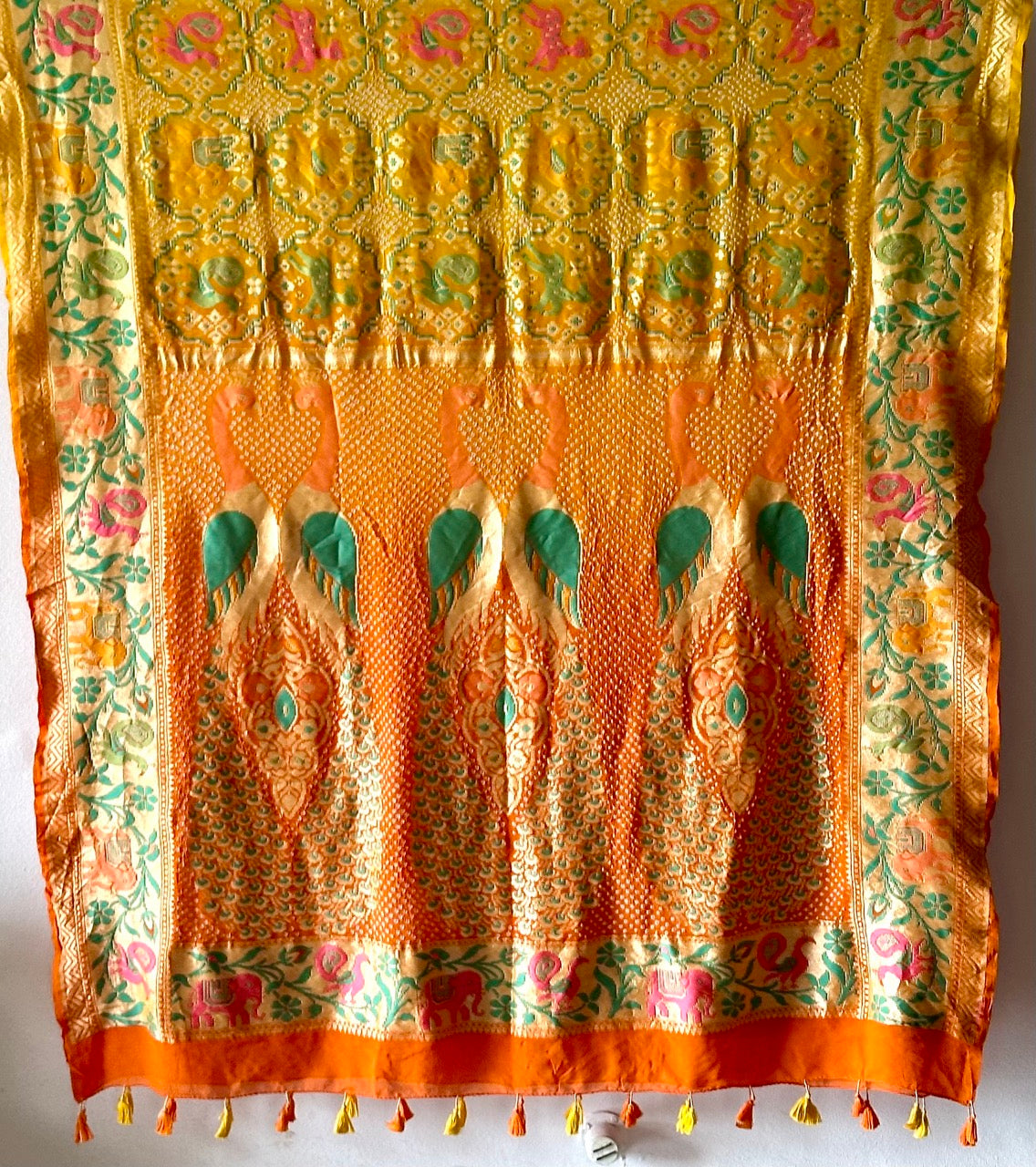 Sun kissed - Pure Banarsi Georgette Meenakari Bandhani Dupatta