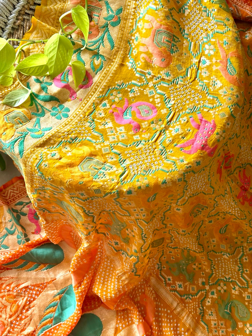 Sun kissed - Pure Banarsi Georgette Meenakari Bandhani Dupatta