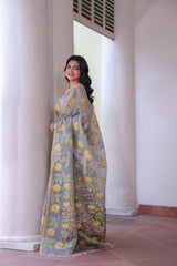 Sunehri Maati - Handloom Muslin Silk Saree with Jamdani weaving