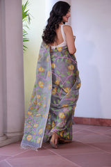Sunehri Maati - Handloom Muslin Silk Saree with Jamdani weaving