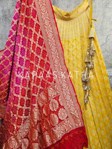 sunshine-yellow-pure-banarsi-georgette-bandhani-lehenga