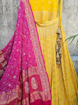 sunshine-yellow-pure-banarsi-georgette-bandhani-lehenga