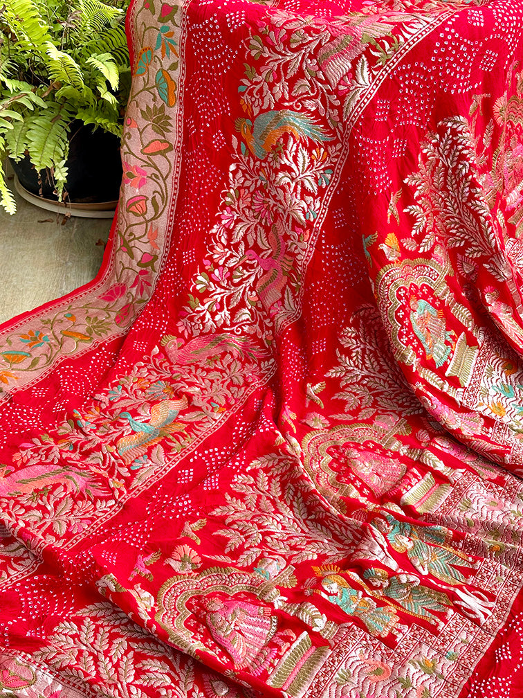 super_exclusive_red_meenakari_bandhani_dupatta
