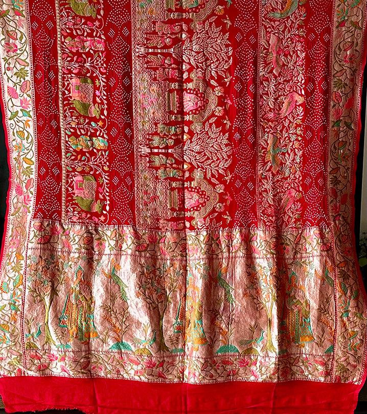 super_exclusive_red_meenakari_bandhani_dupatta