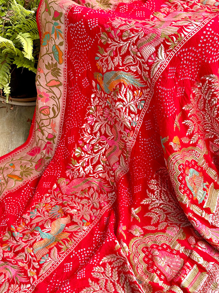 super_exclusive_red_meenakari_bandhani_dupatta