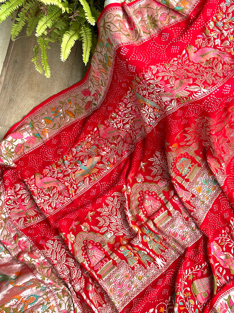 super_exclusive_red_meenakari_bandhani_dupatta