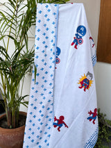 Avengers Spider Man Captain America kids layered blanket mulmul cotton flannel lining sustainable breathable summer bedding retail bulk giftings