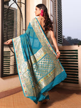 teal-elegance-pure-banarasi-georgette-bandhani-saree-with-a-delicate-meenakari-border