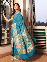 teal-elegance-pure-banarasi-georgette-bandhani-saree-with-a-delicate-meenakari-border