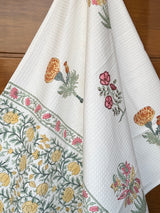 textured-waffle-weave-cotton-towel-with-botanical-pattern