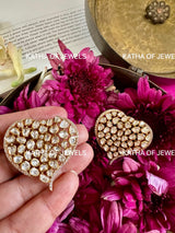 Buy Moissanite Polki Heart Earrings | Katha of Jewels