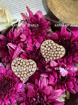 Buy Moissanite Polki Heart Earrings | Katha of Jewels