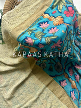 Banarasi Georgette Kalamkari & Chikankari Saree | Kapaas Katha