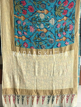 Banarasi Georgette Kalamkari & Chikankari Saree | Kapaas Katha