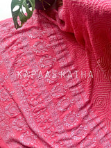 Pure Georgette Bandhani Dupatta with Lucknowi Chikankari | Kapaas Katha